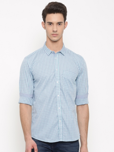 

Urban Nomad Men Green & Blue Slim Fit Checked Casual Shirt