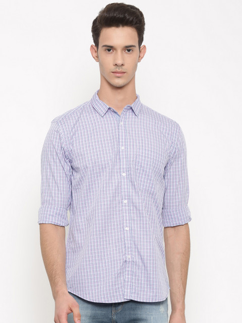 

Urban Nomad Men Purple & Blue Slim Fit Checked Casual Shirt