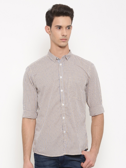 

Urban Nomad Men Yellow & Blue Slim Fit Checked Casual Shirt
