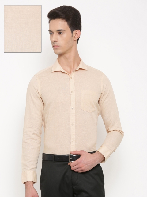 

Urban Nomad Men Beige Comfort Slim Fit Solid Linen Formal Shirt