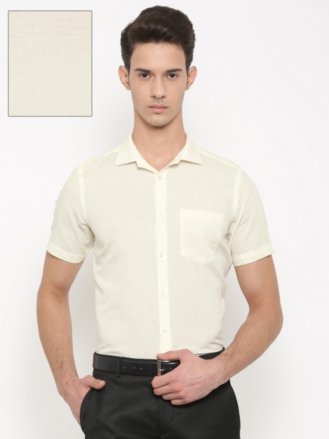 

Urban Nomad Men Cream-Coloured Comfort Slim Fit Solid Linen Formal Shirt