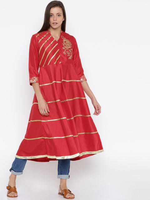 

Anouk Women Red Solid A-Line Kurta