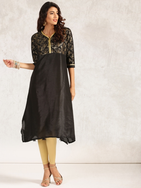 

Anouk Women Black Yoke Design A-Line Kurta