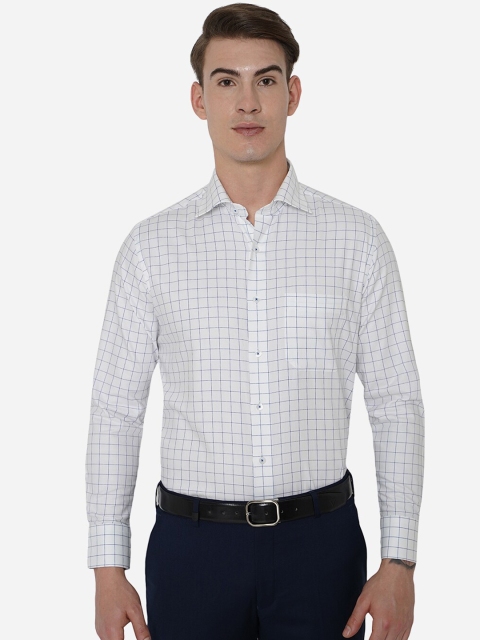 

METAL Men White Slim Fit Micro Checks Printed Formal Shirt
