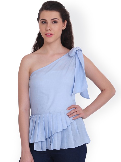 

Rue Collection Women Blue One-Shoulder Top
