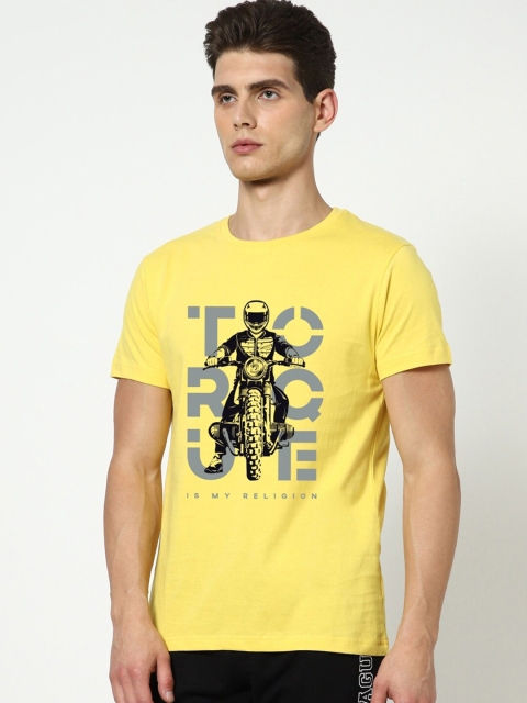 

Bewakoof Men Yellow Regular Fit Cotton Torque Printed T-shirt