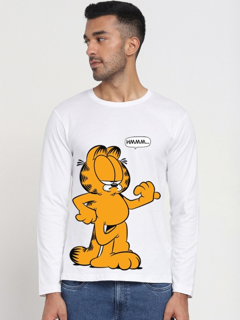 

Bewakoof Men White & Yellow Regular Fit Cotton Garfield Printed T-shirt