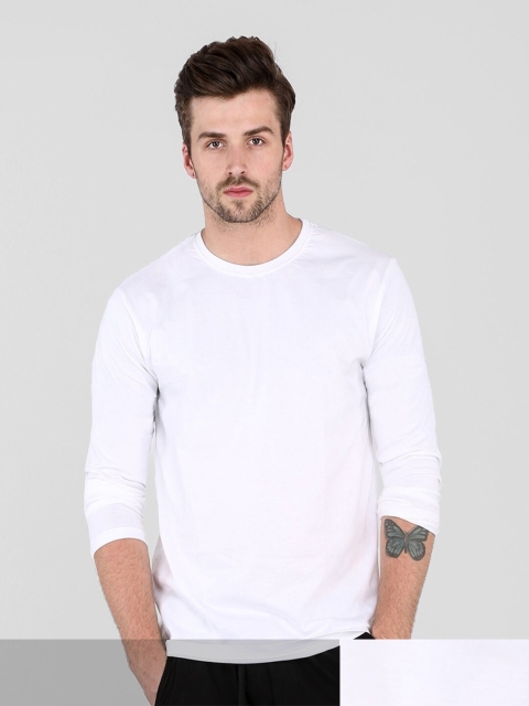 

Bewakoof Men Pack of 2 White Regular Fit Cotton T-shirt