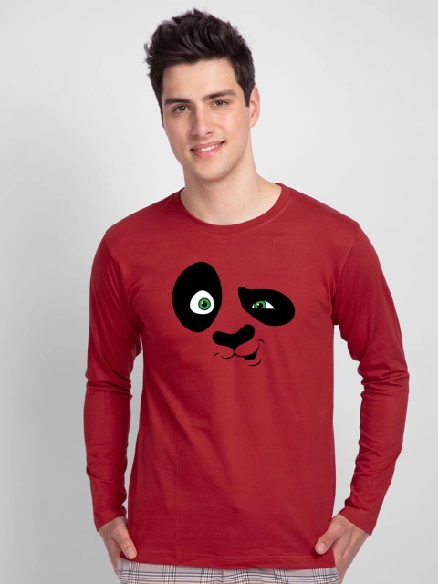 

Bewakoof Men Red Graphic Print Round Neck Regular Fit Cotton T-shirt