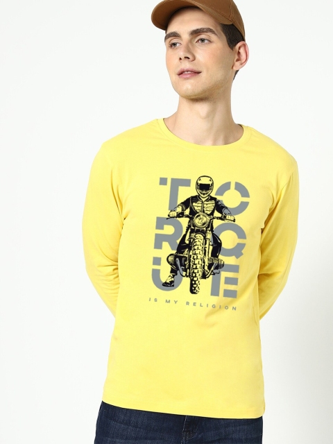 

Bewakoof Men Yellow Biker Printed T-shirt