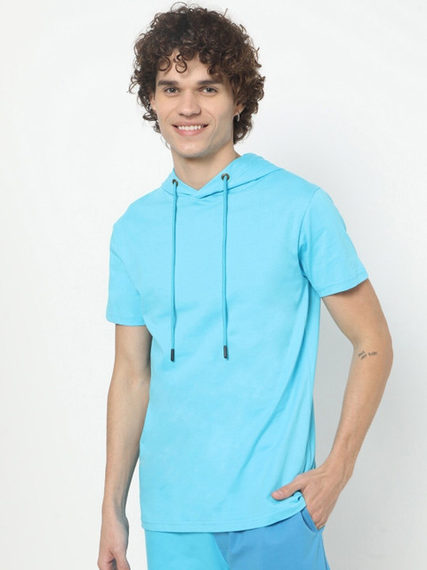 

Bewakoof Men Blue Hooded T-shirt