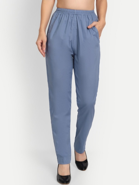 

APELLA Plus Size Women Blue Comfort Slim Fit Trousers