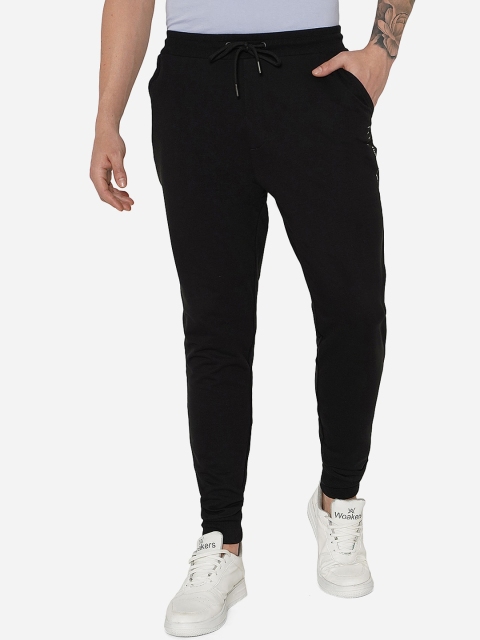 

JADE BLUE Plus Size Men Black Solid Slim-Fit Joggers