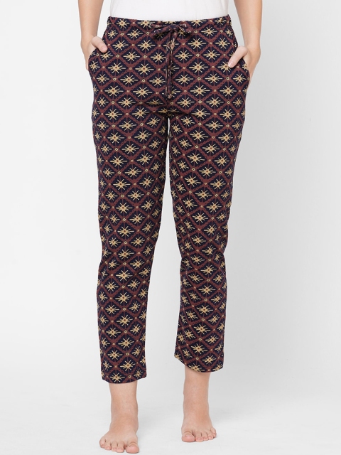

URBAN SCOTTISH Women Black Printed Pure Cotton Lounge Pants