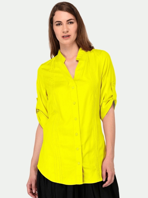 

PATRORNA Women Yellow Comfort Casual Shirt