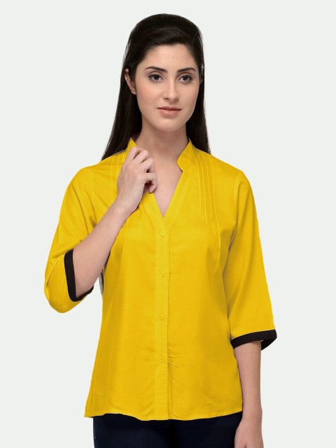 

PATRORNA Women Mustard Comfort Casual Shirt