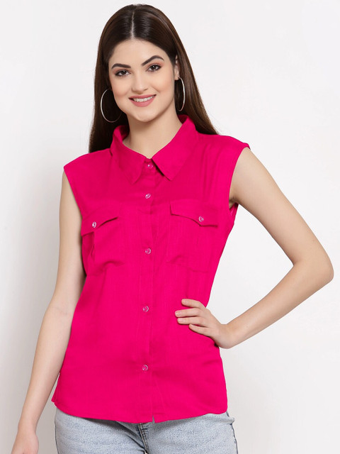 

PATRORNA Women Pink Comfort Casual Shirt