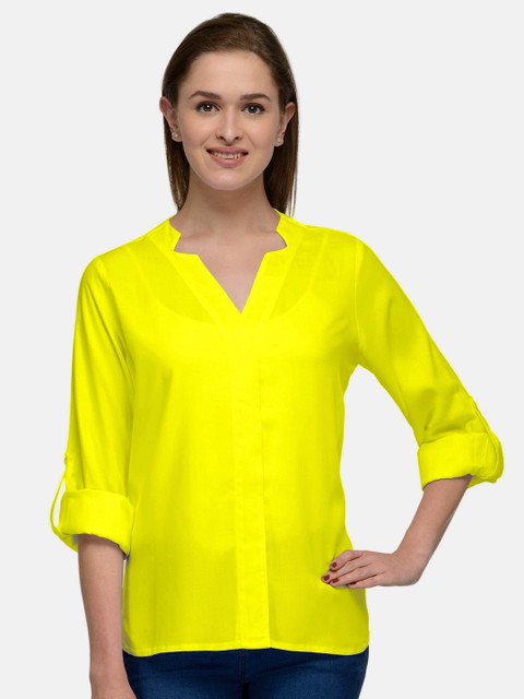 

PATRORNA Women Yellow Comfort Casual Shirt