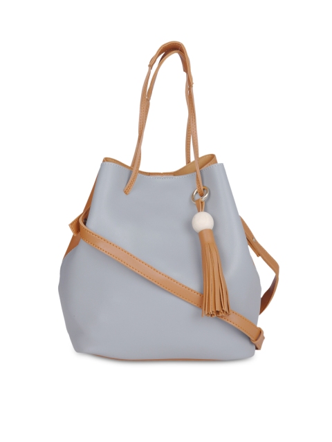 

FUR JADEN Grey & Brown Colourblocked Tote Bag