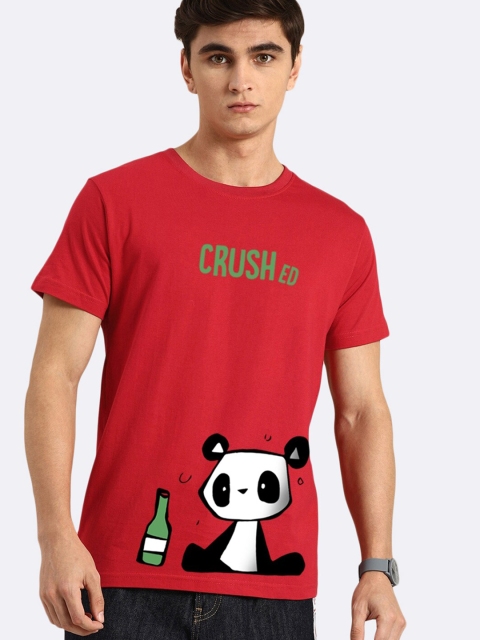 

Bewakoof Men Red Printed Cotton T-shirt