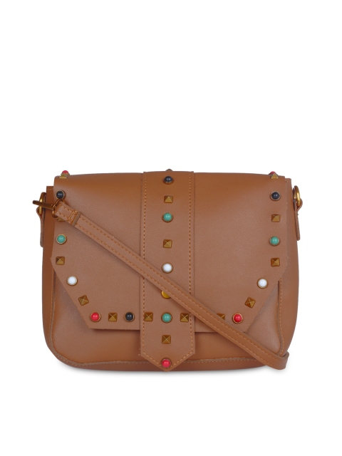 

FUR JADEN Tan Brown Embellished Sling Bag