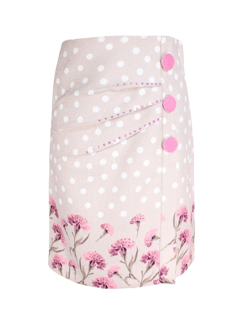 

CUTECUMBER Girls Beige & Pink Printed Pencil Skirt