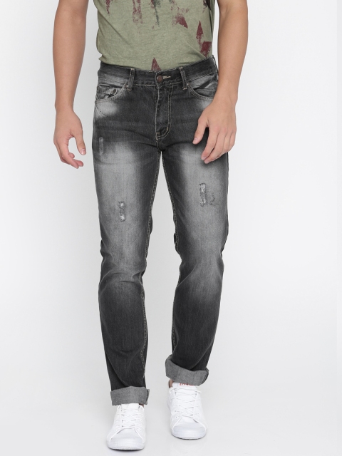 

American Crew Men Black Straight Fit Mid-Rise Mildly Distressed Jeans