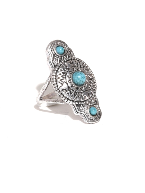

Accessorize Oxidised Silver-Toned & Blue Beaded Ring