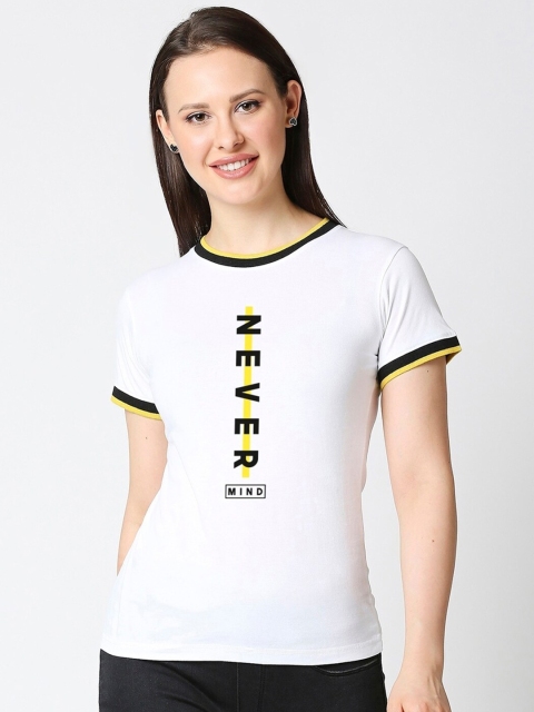 

Bewakoof Women White Typography Printed T-shirt
