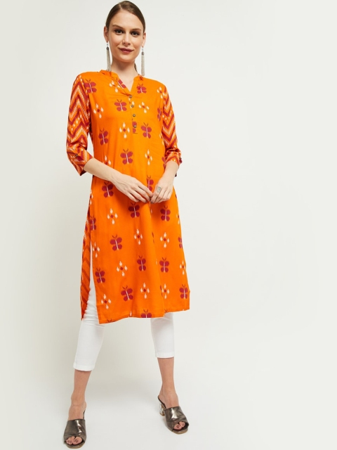 

max Women Orange Ethnic Motifs Printed Kurta