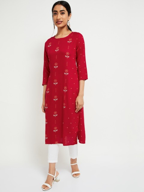 

max Women Fuchsia Floral Kurta