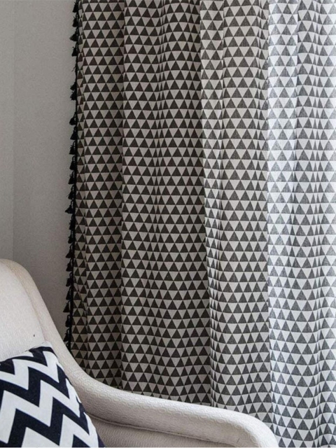 

URBAN SPACE Geometric Window Curtain, Black