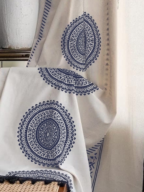 

URBAN SPACE Ethnic Motifs Long Door Curtain, Blue