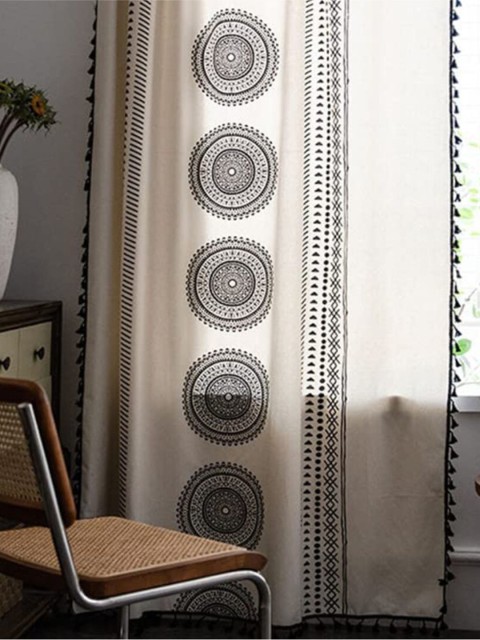 

URBAN SPACE Geometric Window Curtain, Black