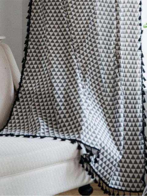 

URBAN SPACE Black And White Boho Tassel Detail Cotton Door Blinds