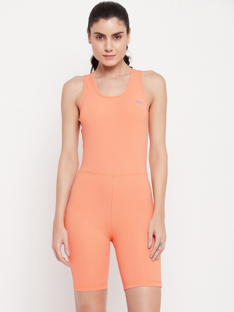 

Clovia Women Orange Solid One-Piece Swimsuit