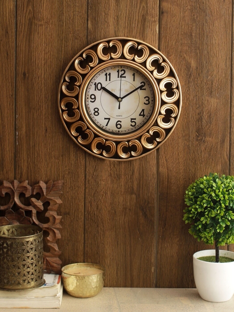 

House Of Accessories Copper-Toned & White Vintage Wall Clock