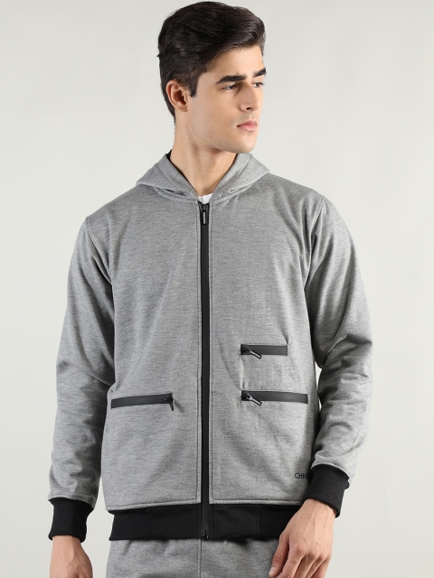 

CHKOKKO Men Grey Outdoor Bomber Jacket