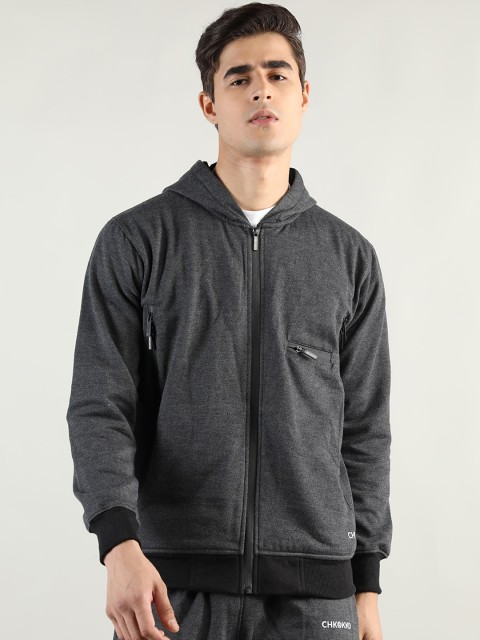 

CHKOKKO Men Grey Bomber Jacket