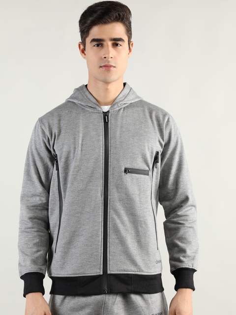 

CHKOKKO Men Grey Black Bomber Jacket