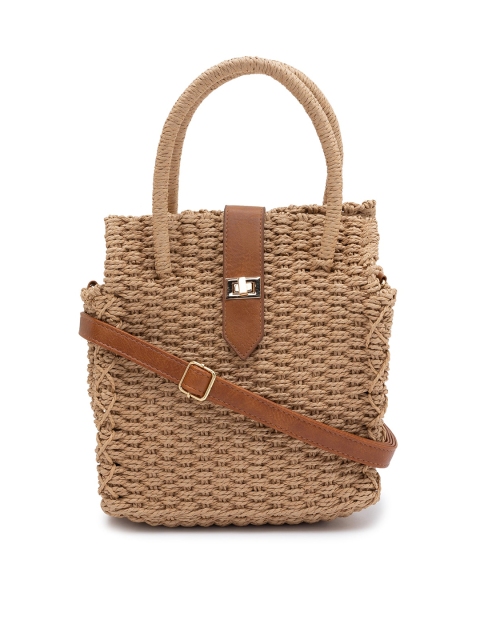 

Sole To Soul Women Khaki Textured Structured Handheld Bag