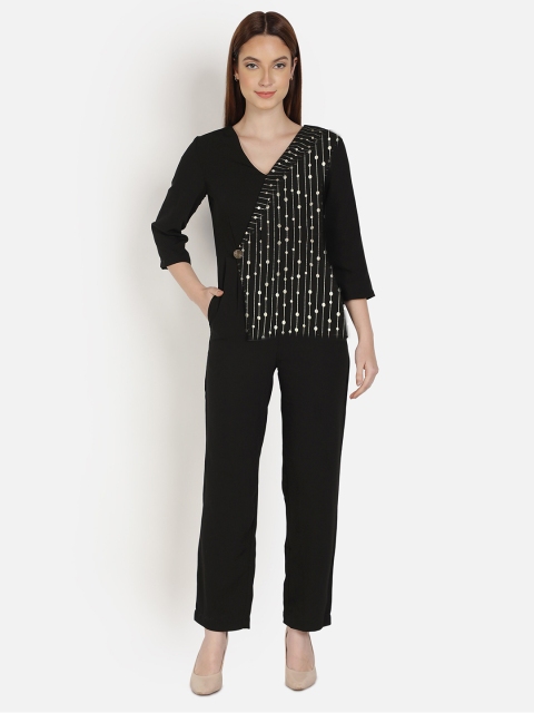 

Sipsew Black & Silver-Toned Basic Jumpsuit