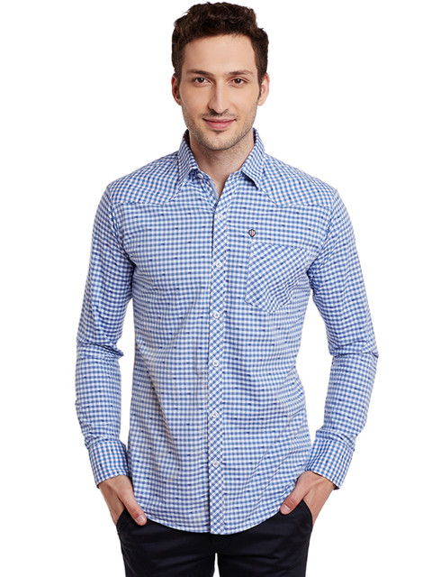 

Duke Men Blue Checked Casual Shirt