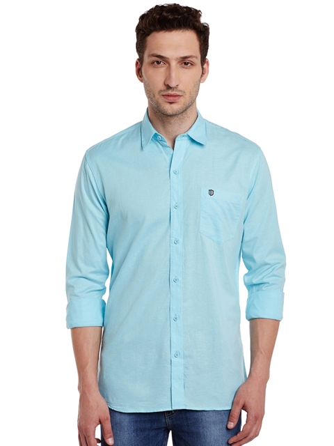 

Duke Men Blue Solid Casual Shirt