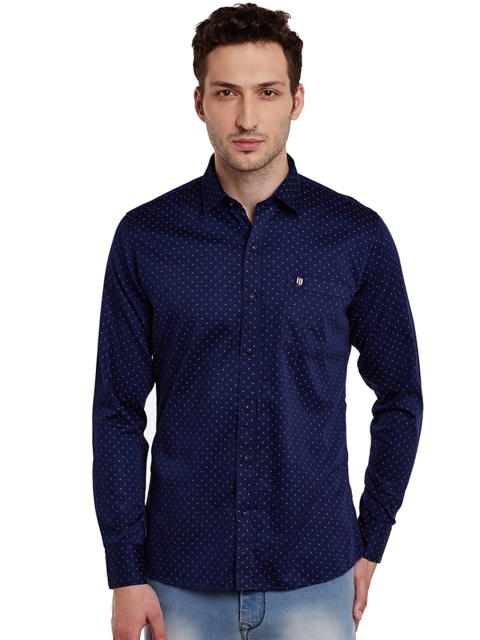 

Duke Men Navy Blue Printed Casual Shirt