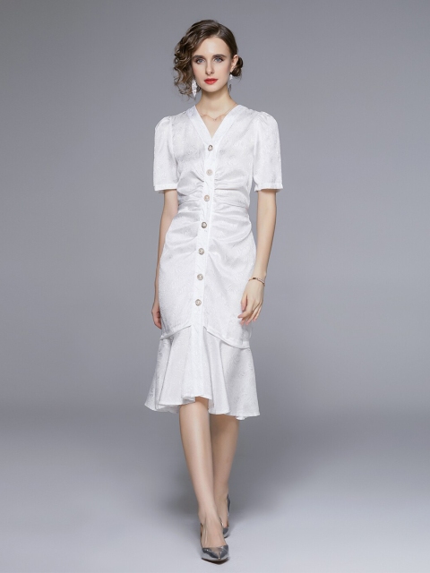 

JC Collection White Sheath Midi Dress