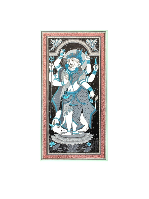 

Exotic India Grey & White Religious Painting Wall Art