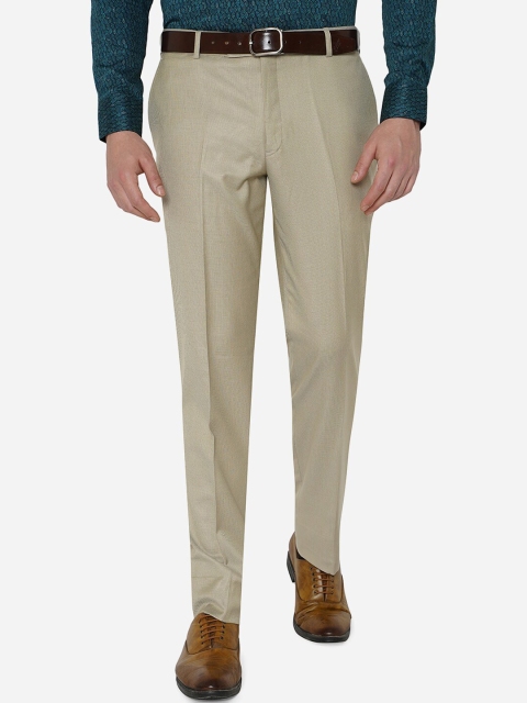 

JADE BLUE Men Khaki Slim Fit Solid Trousers