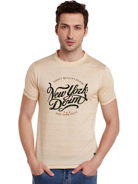 

Duke Men Peach-Coloured Printed Round Neck T-shirt
