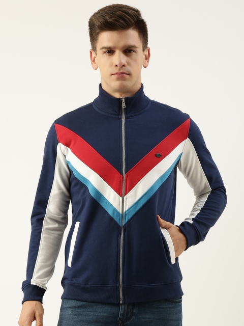 

Peter England Men Colourblocked Sweatshirt, Navy blue